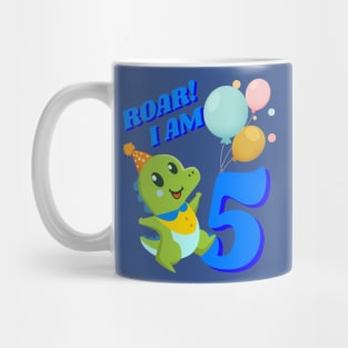 5th Birthday Child Kid Dino Dinosaur ROAR Mug